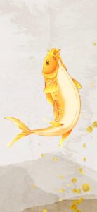 鯉は勝利や成功を象徴する魚として知られています。特に黄金色の鯉は、財産と富を象徴する色であり、金運アップに最適な待ち受け画像として推奨されています。この画像をスマホの待ち受けにすることで、金運の向上が期待されます。